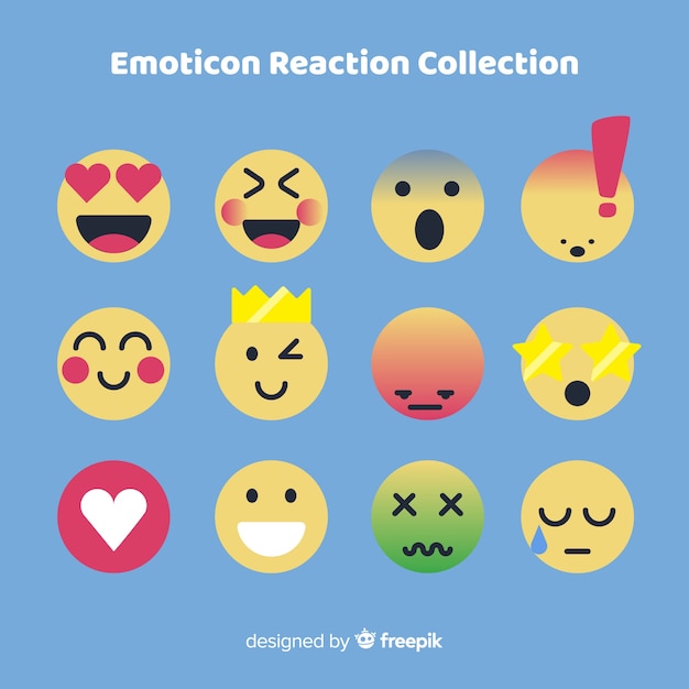 Free vector flat emoticon reaction collection