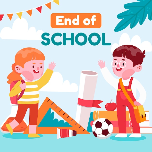 Free vector flat end of school illustration