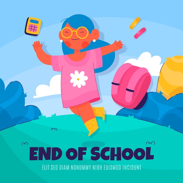 Free vector flat end of school illustration