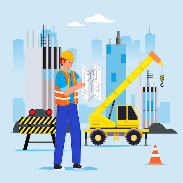 Free Vector flat engineering and construction illustration