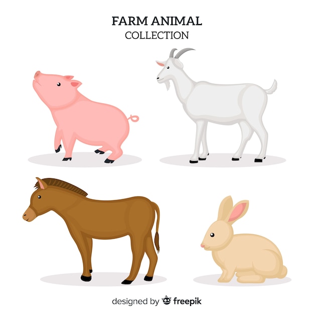 Flat farm animal collection