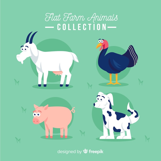 Free Vector flat farm animal collection