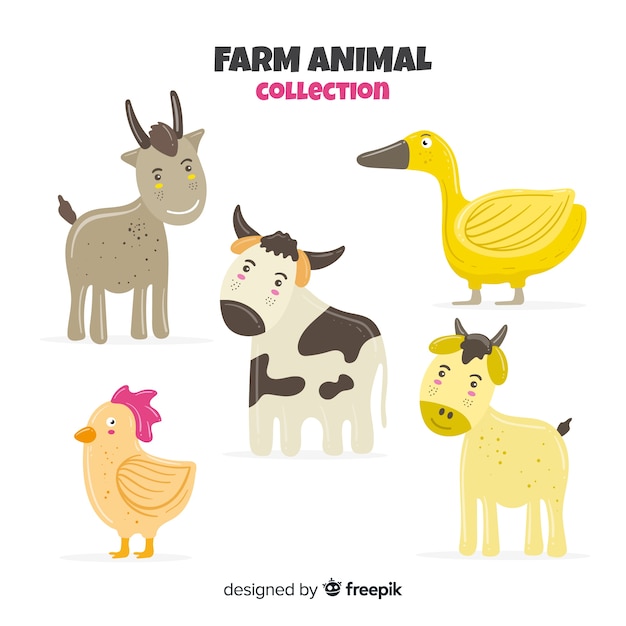 Flat farm animal collection