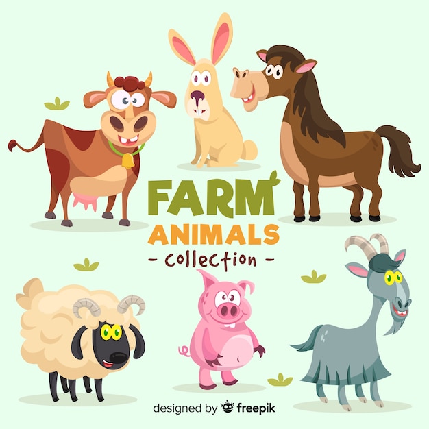 Free Vector flat farm animal collection