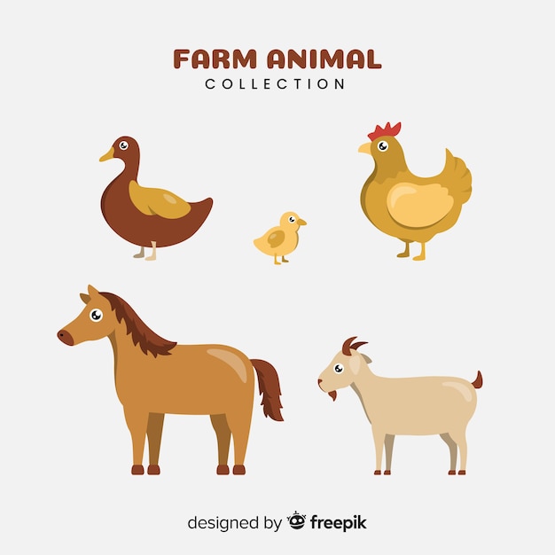 Free Vector flat farm animal collection