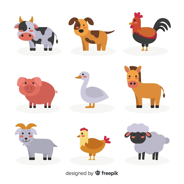 Free Vector flat farm animal collection