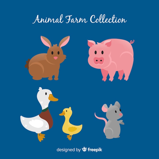 Free Vector flat farm animal collection