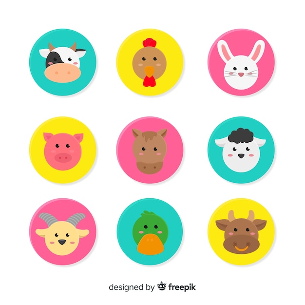 Free Vector flat farm animal collection