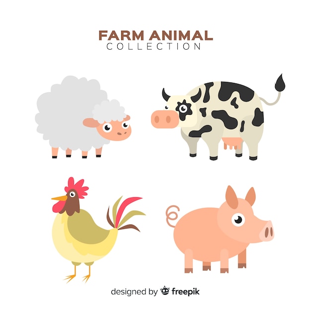 Free Vector flat farm animal collection