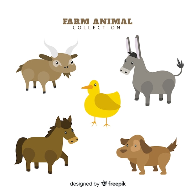 Free Vector flat farm animal collection