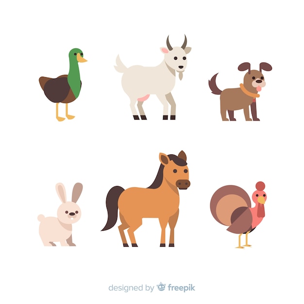 Free Vector flat farm animal collection