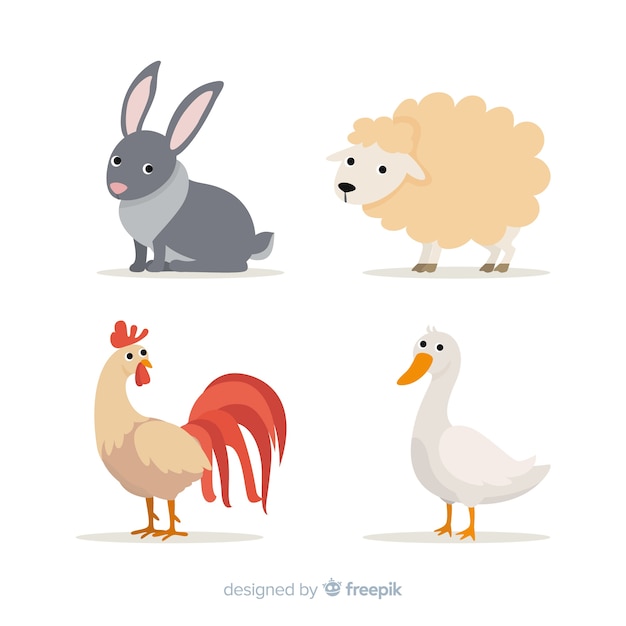 Free Vector flat farm animal collection