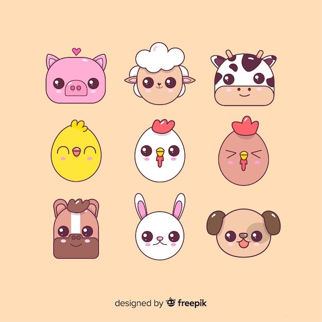 Free vector flat farm animal collection