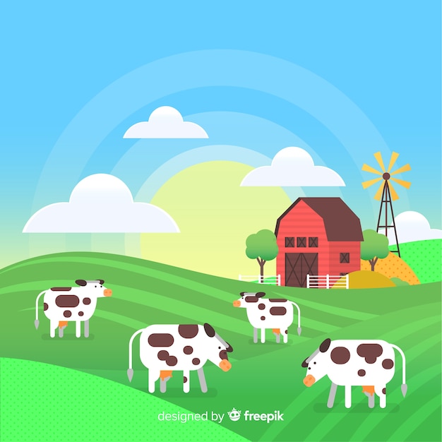 Free Vector flat farm landscape background