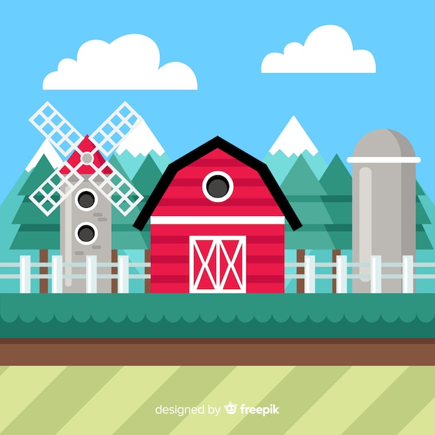 Free Vector flat farm landscape background