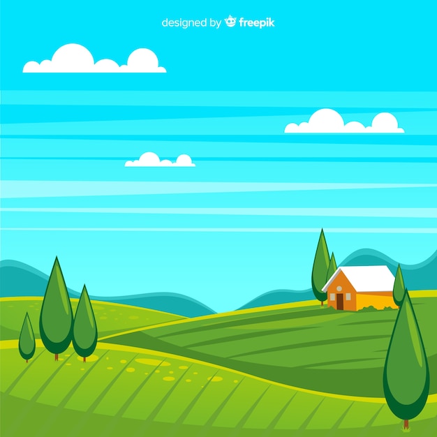 Free Vector flat farm landscape background