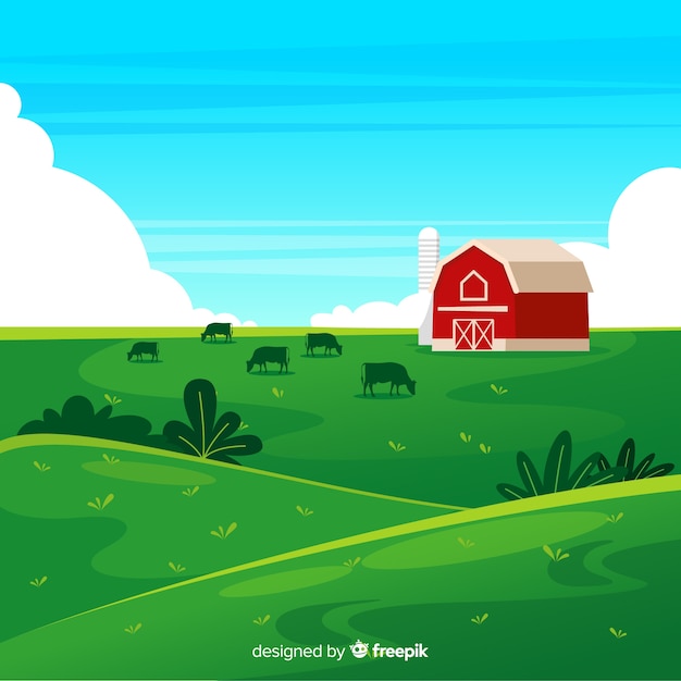 Free Vector flat farm landscape background