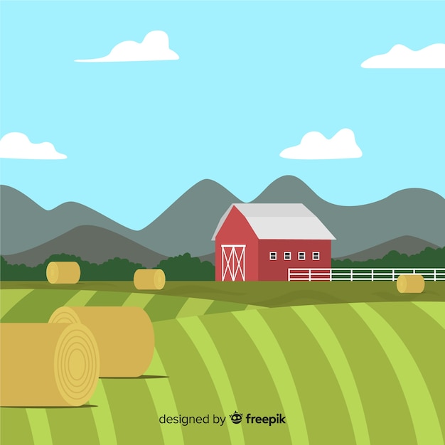 Free vector flat farm landscape