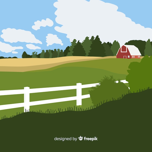 Free vector flat farm landscape