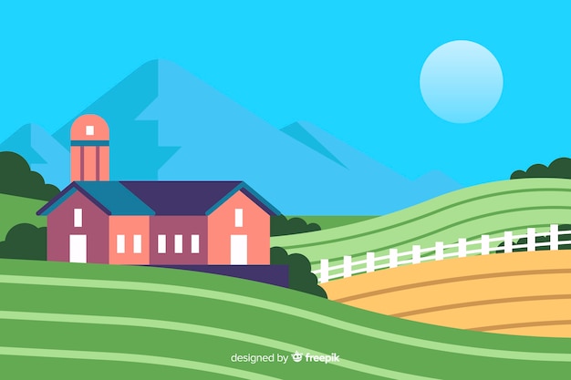 Free Vector flat farm landscape