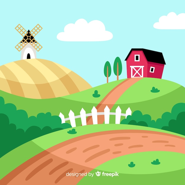 Free vector flat farm landscape