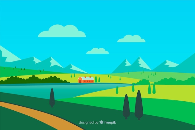 Free Vector flat farm landscape