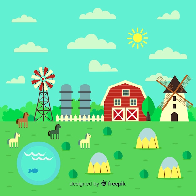 Free vector flat farm landscape