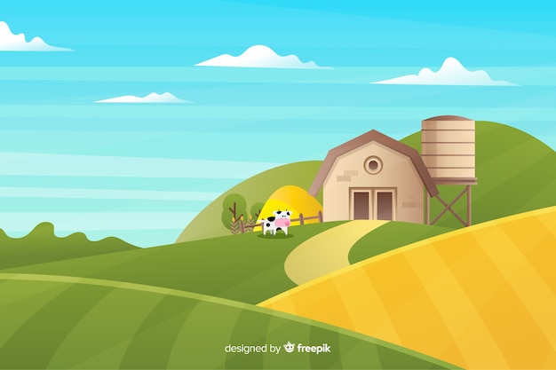 Free Vector flat farm landscape