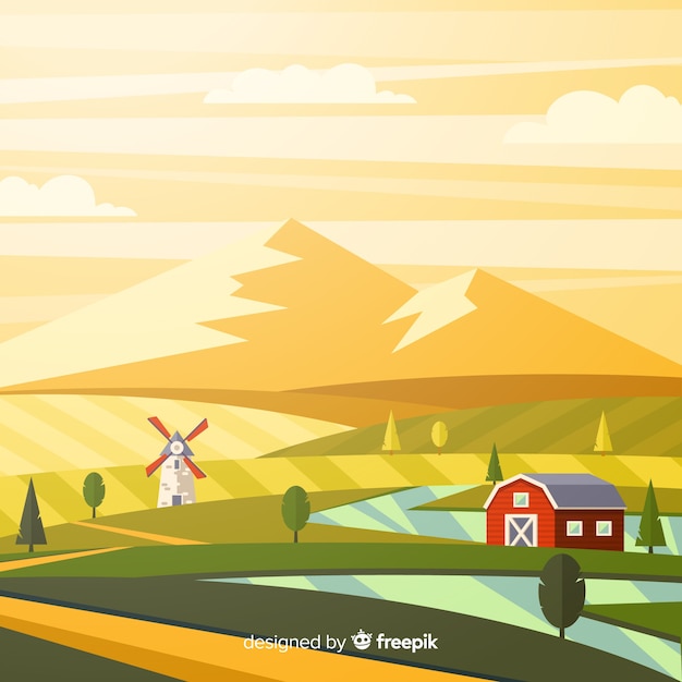 Free vector flat farm landscape