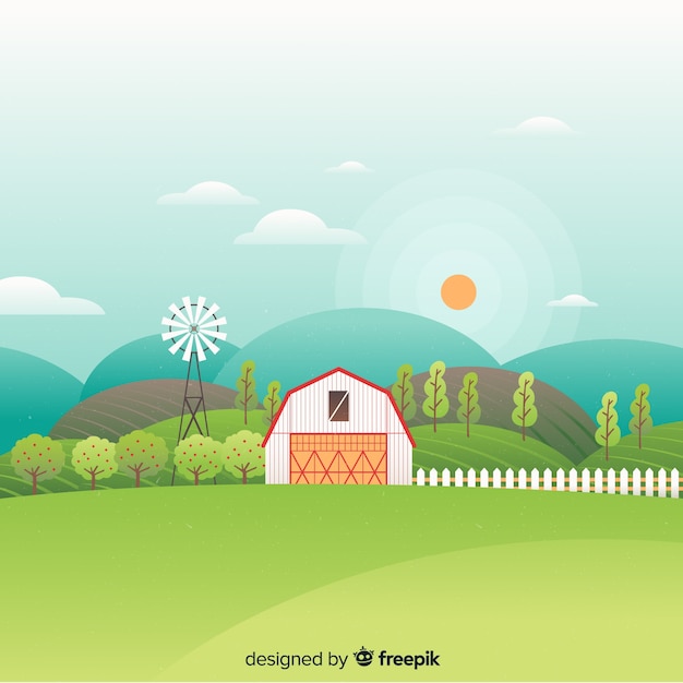 Free vector flat farm landscape