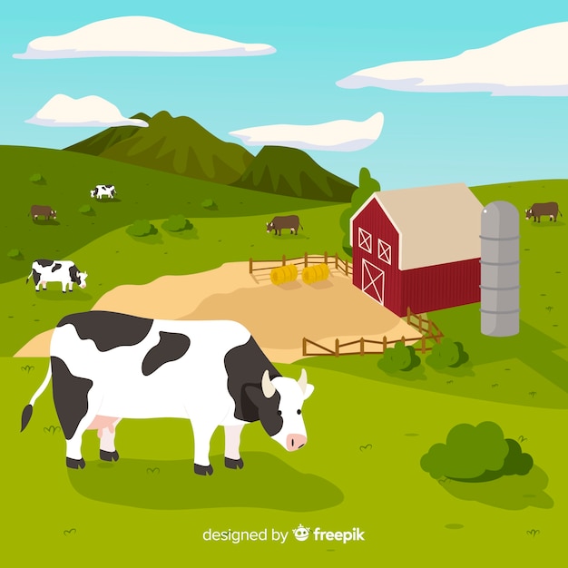 Free vector flat farm landscape