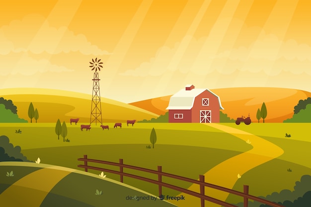 Free Vector flat farm landscape