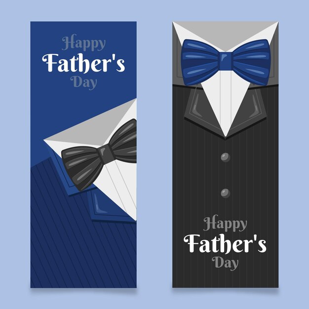 Flat father's day banners set