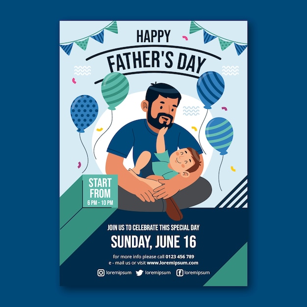 Flat father's day flyer template