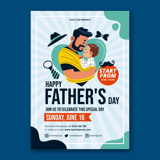 Flat father's day flyer template