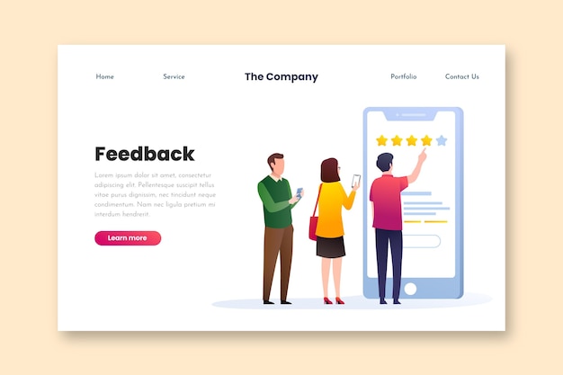 Flat feedback landing page template