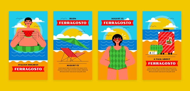 Flat ferragosto instagram stories collection