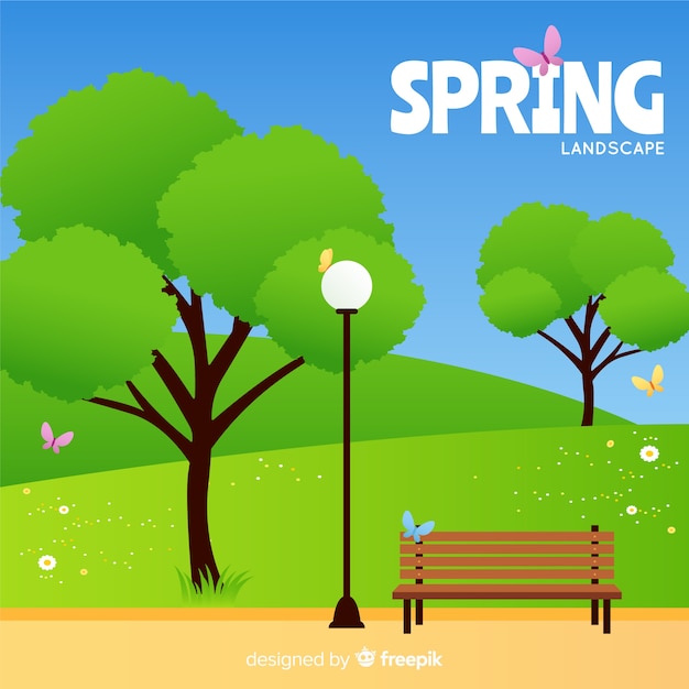 Free Vector flat field spring background