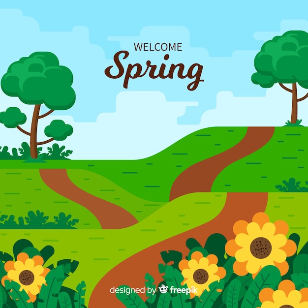 Free Vector flat field spring background