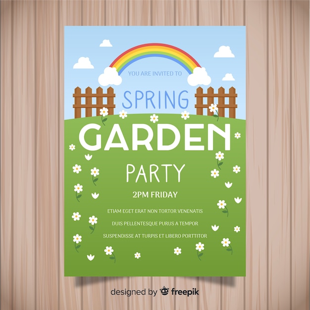 Free vector flat field spring party poster