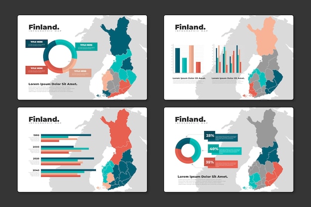 Flat finland map infographic