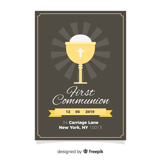 Flat first communion invitation template