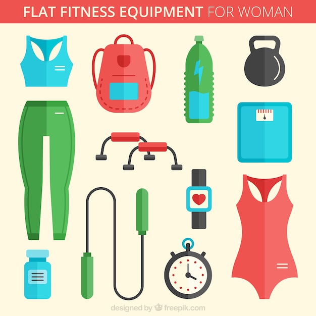 Free Vector flat fitness equipment for woman