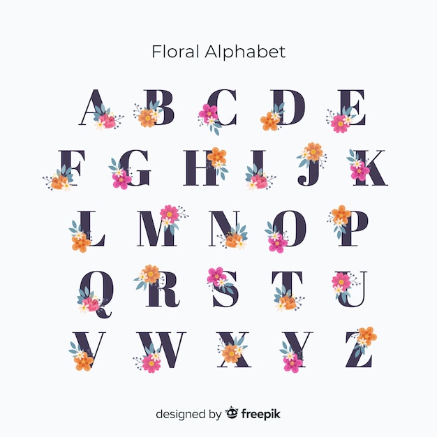 Flat floral alphabet