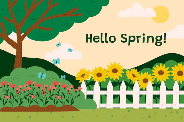 Flat floral spring background