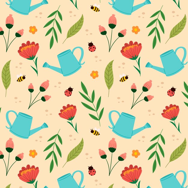 Flat floral spring pattern design