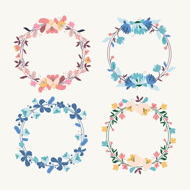 Flat floral wreaths collection