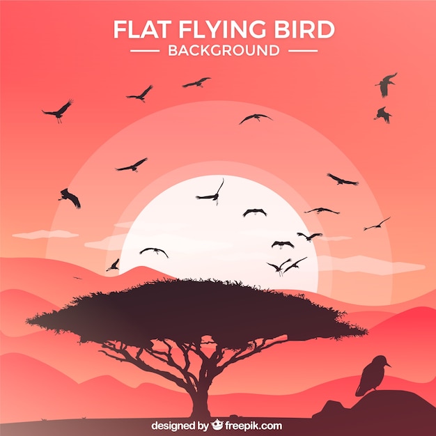 Free vector flat flying bird background