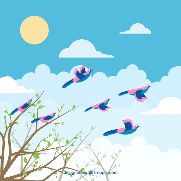 Free Vector flat flying bird background