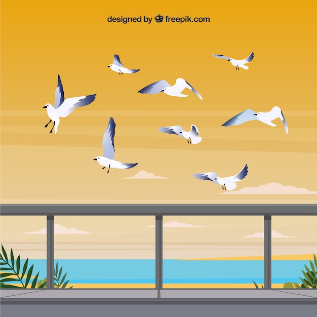 Free Vector flat flying bird background